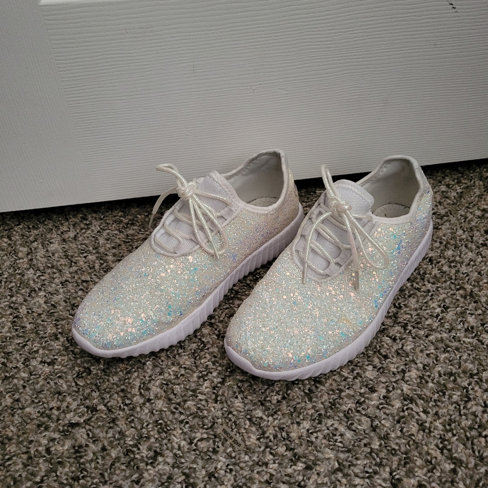 White Glitter Tennis Shoes